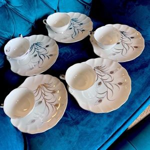 Lefton China Golden Wheat Snack Set Vintage Hand-Painted. Set of 5.